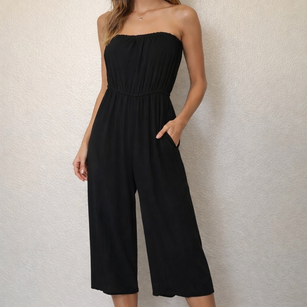 Abercrombie & Fitch Black Strapless Jumpsuit